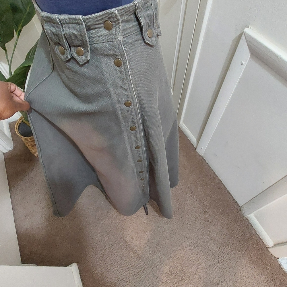 Vintage Denim Perry Ellis Dark Olive Skater Skirt 5/6 - Picture 3 of 13